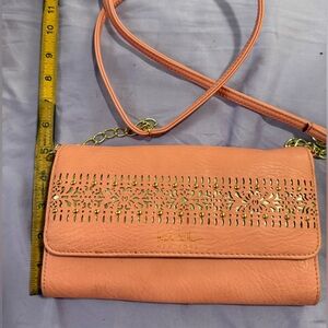 Nicole Miller Pink Crossbody Bag with Gold Chain